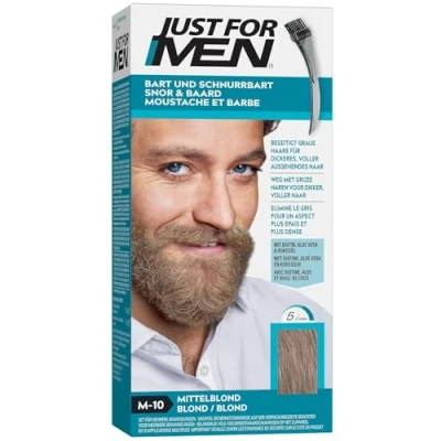 Obrázek Just For Men Knír a vousy, barva na tónování, eliminuje šedé vlasy pro plnější vzhled, s aplikátorem, barevná blond, M10