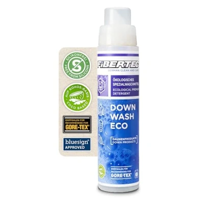 Obrázek Fibertec Down Wash Eco, prací prostředek na kvalitní péřové bundy a spací pytle, certifikovaný bluesign, 250 ml