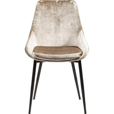 Obrázek Kare Designová židle East Side Pearl, béžová, jídelní židle, vzhled sametu, ocelové nohy, moderní, obývací pokoj, jídelna, 95x52x63 cm (V/Š/H)