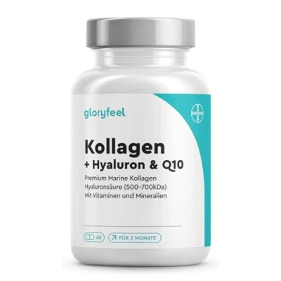 Obrázek kolagen + koenzym Q10 kyselina hyaluronová Premium: námořní se zinkem, hořčíkem, vitaminem B12, D3, A &amp; C 60 kapslí laboratorně testováno, vysoká dávka bez přísad vyrobeno v Německu