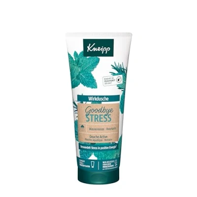 Obrázek Kneipp Účinná sprcha Goodbye Stress hydratační sprchový gel s éterickými oleji z rozmarýnu a mátou pro více energie veganský bez mikroplastů 200 ml