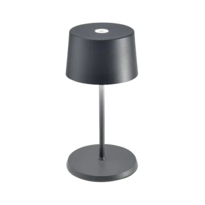 Obrázek Zafferano, Olivia Mini Lampe, Tragbare und Wiederaufladbare Tischlampe mit Touch Control, Geeignet für Wohnzimmer Außenbereich, Dimmer, 2200 3000 K, Höhe 22 cm, Farbe Dunkelgrau