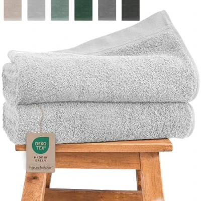 Obrázek Hausfelder osuška 70 x 140 Premium 500g/m² 100% bavlna ručník do sprchy, sada ručníků, certifikát Ökotex (70 cm světle šedá)
