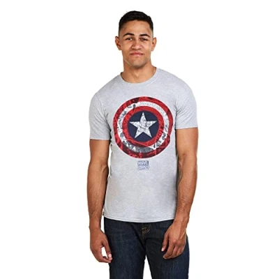 Obrázek Marvel Pánské tričko Captain America Comic Shield, Šedá (Sports Grey)
