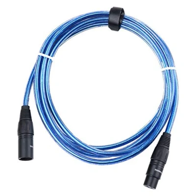 Obrázek Pronomic Kabel mikrofonu XFXM Blue 2.5 (délka 2,5 m, XLR female 3pólový &gt; male 3 pól, konektor ručně pájený, odolný proti kyselinám a oleji, kleštiny odlehčení v tahu) metalická modrá