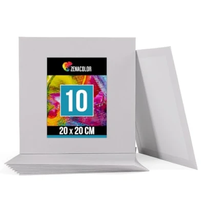 Obrázek Zenacolor Canvas sada 10 dílů plátno pro malování 20 x cm malba na plátně, akrylová malba, olejomalba, kvaš, akvarel 100% bavlna bez obsahu kyselin