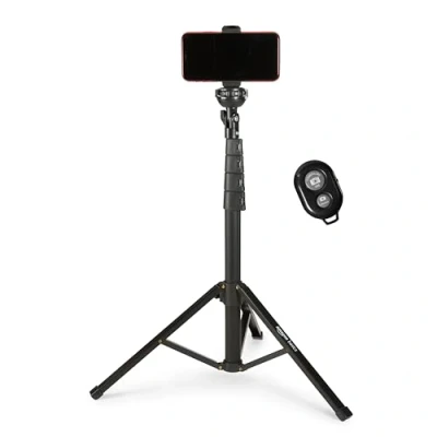 Obrázek Amazon Basics Stativ für iPhones und Smartphones, ausziehbar auf bis zu 162 cm, Selfiestick Modus Telefonstativ Modus, schwarz