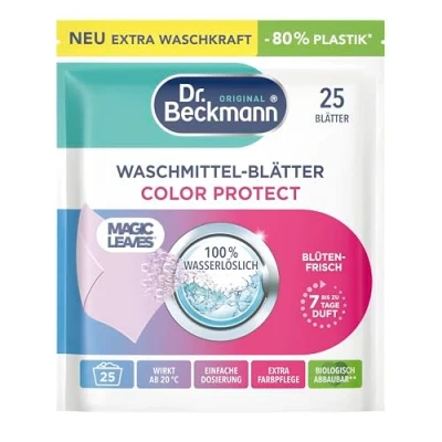Obrázek Dr. Beckmann listy pracího prostředku MAGIC LEAVES COLOR předdávkované a ve vodě rozpustné prací šetří místo snadné použití 25 listů