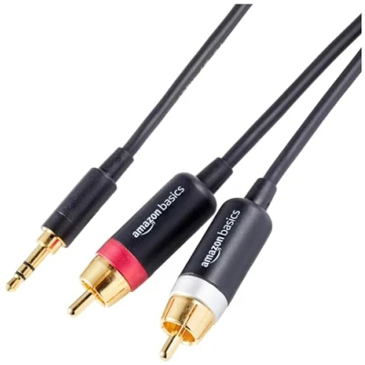Obrázek Zvukový kabel AmazonBasics PBH 19821 RCA, 3,5 mm konektor jack na 2 x RCA konektor, 1,22 m