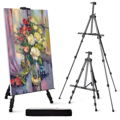 Obrázek Artify malířský stojan 66 palců, nastavitelný ateliérový 2266 palců (55167 cm), stativ pro malování a plakátování s taškou náhradními díly, 1 ks, černý
