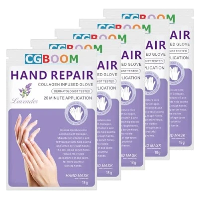 Obrázek Handmasken, 5 Paar feuchtigkeitsspendende Handschuhe, Peeling pflegende, weiche Handpflege, für trockene und rissige Hände (Classic)