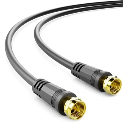 Obrázek deleyCON 10m SAT TV anténní kabel koaxiální HDTV 4násobný stínění DVB S S2 rádio DAB pozlacený kovový konektor černý