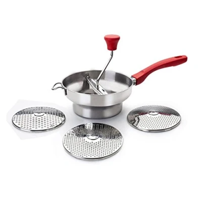 Obrázek IBILI 742420 Passiergerät Set Luxe mit 3 Scheiben 20 cm, Edelstahl, Silber/rot, x 25 4 Einheiten