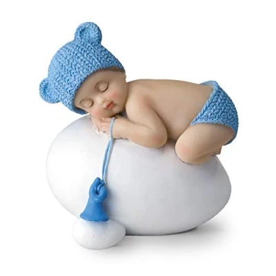 Obrázek Mopec Y944.3 Babykuchenfigur zur Taufe, Harz, blau, 7,5x8cm