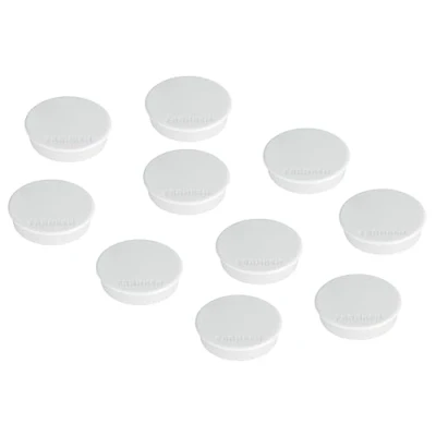 Obrázek FRANKEN magnety kulaté, 10 kusů, vysoce kvalitní pro kancelář, domácnost, dílnu, ideální bílé tabule, chladničku, plantáže nebo vitríny, 38 mm, bílé, HM38 09