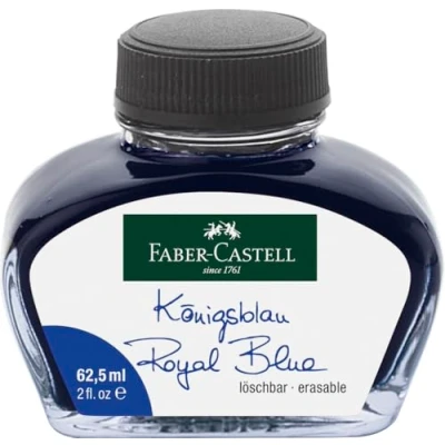 Obrázek FABER CASTELL 148701 Inkoustová sklenice pro psací potřeby s konvertorem, královská modrá, 62,5 ml, 1 kus