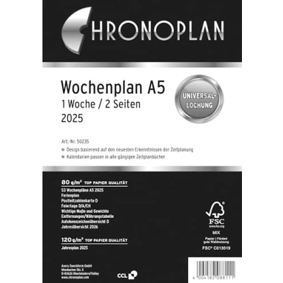 Obrázek Chrono plán kalendárium týdenní plán, 2015, 1 kus, Bílá A5