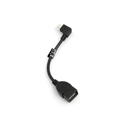 Obrázek System S USB A zdířka Host kabel k Micro (male) 90 stupňů levý úhlový konektor adaptér OTG On The Go krátký 13,5 cm
