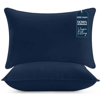 Obrázek Utopia Bedding polštář na hlavu (sada 2 ks), 50 x 70 cm spací polštář, prodyšný měkký (námořnická modrá)