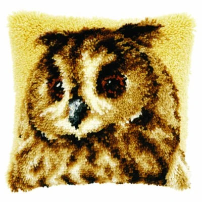 Obrázek Vervaco Hnědý sova polštář s háčkem na kolena, bavlna, hnědá Owl, 40 x cm