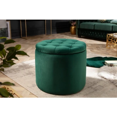 Obrázek Chesterfield taburet ZETHOS Dekorhome Tmavě zelená