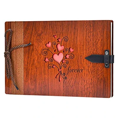 Obrázek ZEEYUAN Fotoalbum pro vlastní tvorbu 80 stran 29 x 19 cm svatba kniha hostů dutý vzor fotokniha s rohy fotografií jako dárek k Valentýnu narozeninám páry, přátele