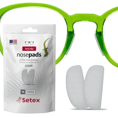Obrázek Setex Gecko Grip Anti Rutsch Nasenpads für Brillen (15 transparente Paare), mikrotexturierte Fasern, ultrastarker Halt, selbstklebende Pads