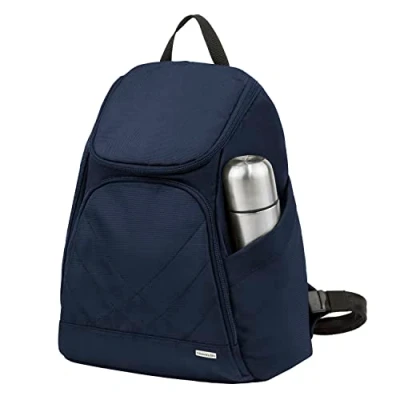 Obrázek Travelon Klassischer Rucksack mit Diebstahlschutz, Mitternacht/Ausflug, einfarbig (Midnight//Getaway Solids), 9&quot; x 12.5&quot; 3.5&quot; Center Height:9.5&quot;, Diebstahlschutz