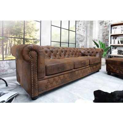 Obrázek Chesterfield pohovka 3 místná MIDAS Dekorhome Hnědá