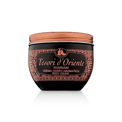 Obrázek TESORI D&#039;ORIENTE Tělový krém &#039;Hammam&#039;, 300 ml, aromatické tělové mléko s arganovým olejem a pomerančovým květem, hydratační pro péči o tělo, wellness rituál tělo smysly