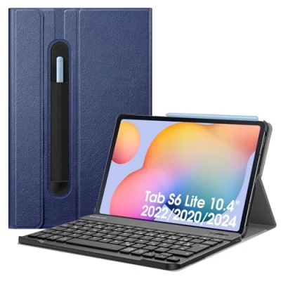 Obrázek Fintie kryt klávesnice pro Samsung Galaxy Tab S6 Lite 10,4&quot; 2024/2022/2020 tablet s magneticky odnímatelnou německou Bluetooth klávesnicí, námořnická modrá