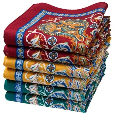 Obrázek merrysquare Feine Taschentücher mit Orientalischen Motiven Modell SAMARKAND Durchschnittliche Größe 35cm x 6 Stück 100% Baumwolle