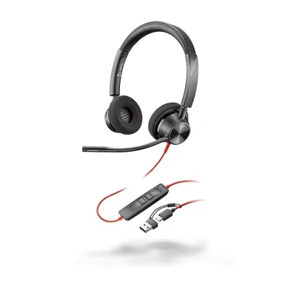 Obrázek Poly Blackwire 3320 schnurgebundenes USB C Headset, Flexibler Mikrofonarm, Hi Fi Stereo, Verbindung mit PC/Mac über oder A, Zertifiziert für Microsoft Teams, Plug and Play