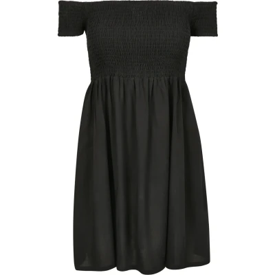 Obrázek Urban Classics Ladies Smoked OFF Shoulder Dress Denní šaty, Ženy, Velikost: XS, Black