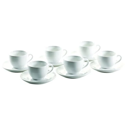Obrázek Mäser, Série Colombia, kávová horní část 18 cl, se spodním kávou 15 cm, sada porcelánového nádobí pro 6 osob, bílá