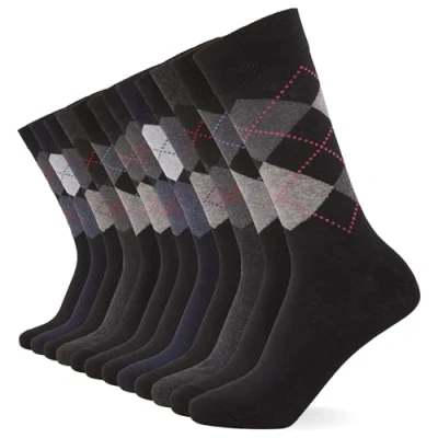Obrázek FM London 12PACK Argyle Ponožky, Muži, Velikost: 39 45, Black