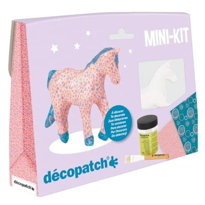 Obrázek Decopatch Décopatch KIT010O Bastel Set Pappmaché kůň (ideální pro děti, 3,5 x 19 13,5 cm) fialová, růžová