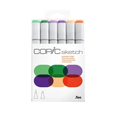 Obrázek COPIC Sketch Set &quot;Secondary Tones&quot;, 6 Twin Marker mit einer mittelbreiten und Brush Spitze