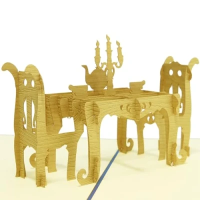 Obrázek LINPOPUP® Pop Up přání restaurační poukaz 3D s poukázkou na jídlo, dárkové pro pozvánku návštěva restaurace, N127