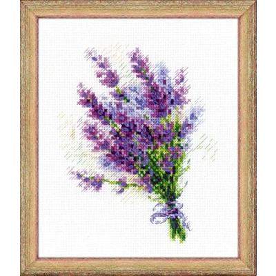 Obrázek Riolis 1607 kytice with Lavender Cross Stitch Kit, bavlna, vícebarevné, 15 x 18 0, 1 cm