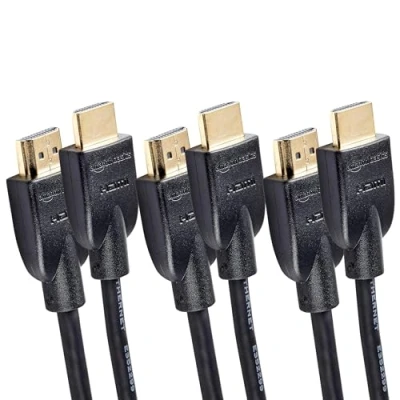 Obrázek Amazon Basics 4K HDMI kabel, 1,8 m, 18 Gbit/s Highspeed s Ethernetem, 4K@60Hz, 3 kusy, 2160p, černý