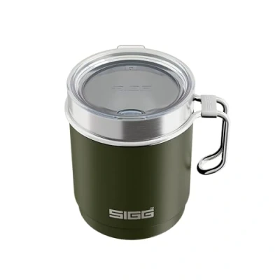Obrázek SIGG Kempinkový termopohárek Travel Mug Roasted Green s tritanovým víkem a uchem lze mýt v myčce nádobí bez BPA ušlechtilá ocel 18/8 kempování turistika tmavě olivově zelená 0,36 l