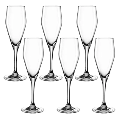 Obrázek Leonardo sklenice na sekt Twenty 4, 6dílná sada, 220 ml, vhodné do myčky nádobí, teqtonové křišťálové sklo, 066546