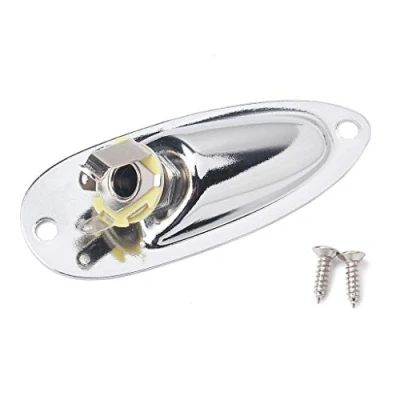 Obrázek Alnicov Bootseingang Ausgang Jack Plate Socket mit Schrauben für Fender Strat Gitarre Silber