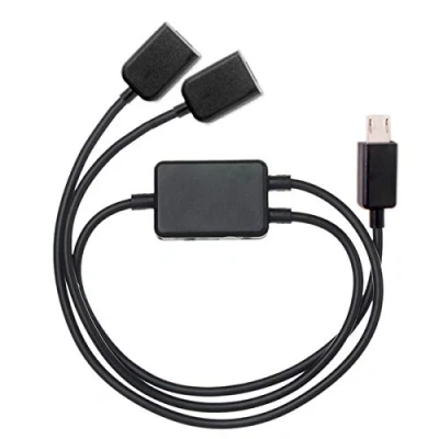 Obrázek cablecc Micro USB na Dual Ports zdířka Hub Kabel pro laptop PC &amp; myš Flash Disk