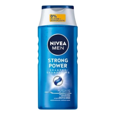 Obrázek NIVEA MEN Strong Power šampon, posilující vlasový šampon bez silikonů a mikroplastů, pánský s mořskými minerály recepturou optimalizovanou pro pH (250 ml)