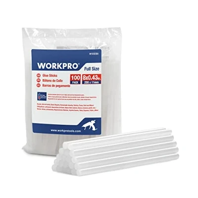 Obrázek WORKPRO 100 kusů tavných tyčinek, 200 x 11 mm, transparentní, univerzální, pro tavnou pistoli, ideální kutilství, řemeslo, volný čas