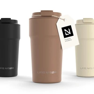 Obrázek LARS NYSØM Termohrnek na kávu to go 500 ml, cestovní hrnek, 0,5 litru, s izolací, zabezpečený proti vytečení, termopohárek z ušlechtilé oceli, a čaj cestách hrnek (mocha brown,