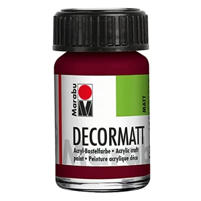 Obrázek Marabu 14010039034 Decormatt Akryl Bordeaux 034, 15 ml, sametově matná akrylová barva na vodní bázi, krémová a intenzivní barva, odolná vůči slinám, proti povětrnostním vlivům, pro volné