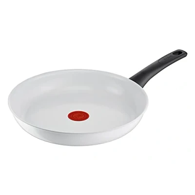 Obrázek Tefal Ceramic Control pánev 28 cm, indukční pánev, bezpečná keramická termo signál při ideální teplotě pečení, snadné čištění, vhodná pro všechny druhy sporáků, bílá, C41706